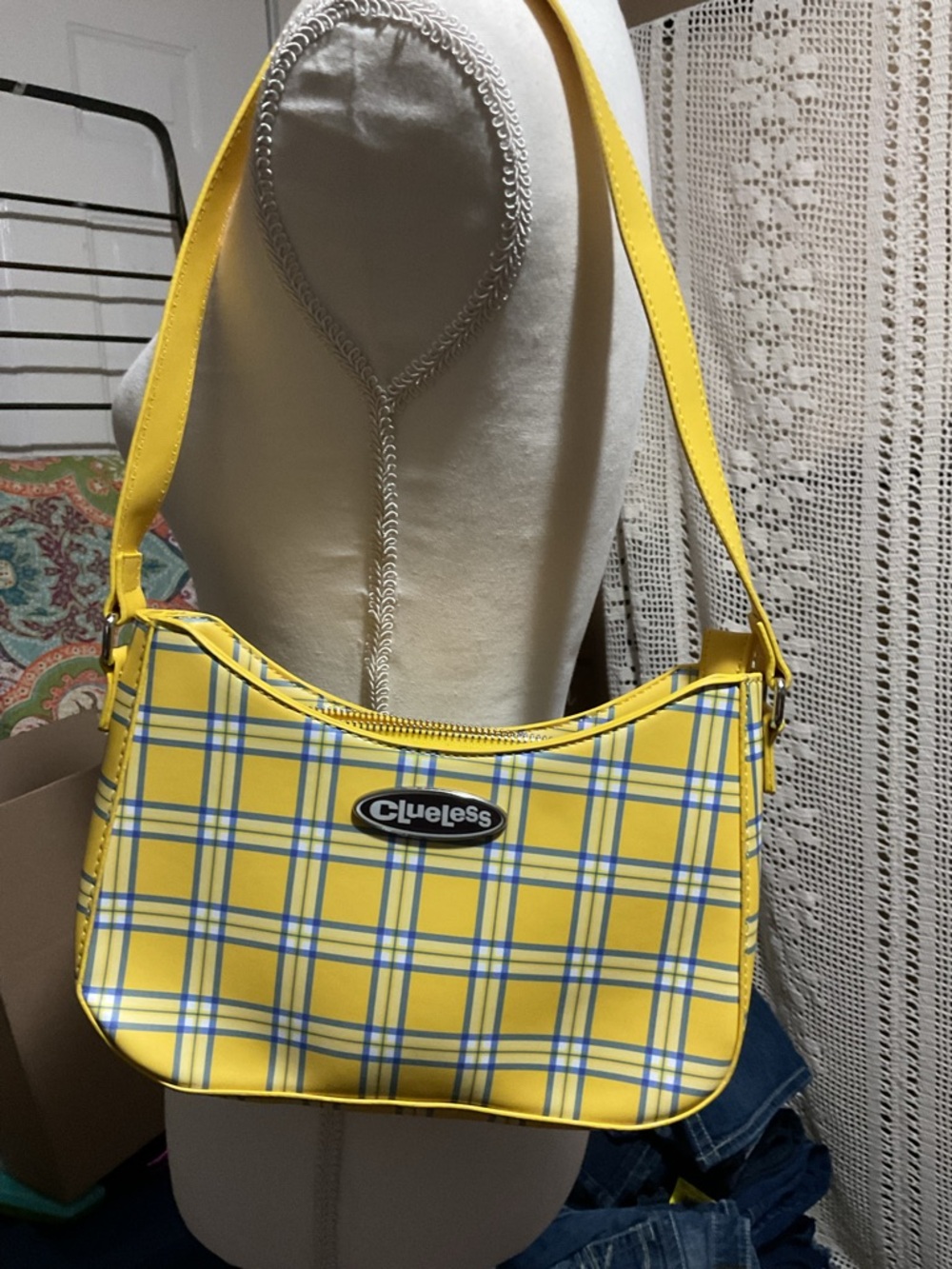 Clueless 90’s yellow and blue plaid handbag purse
